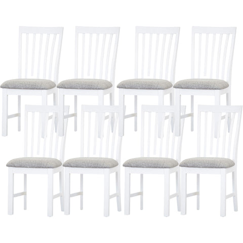 Dining Chair Set Of 8 Solid Acacia Timber Wood Coastal Furniture - White