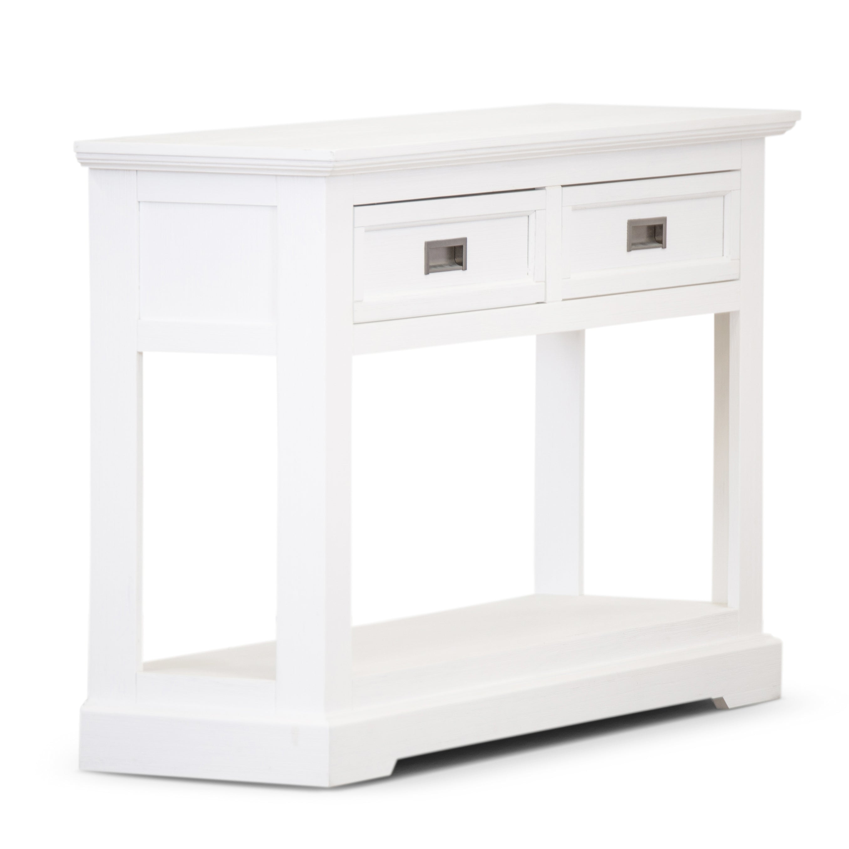 Solid Acacia Timber Wood Console Hallway Entry Table - Coastal White