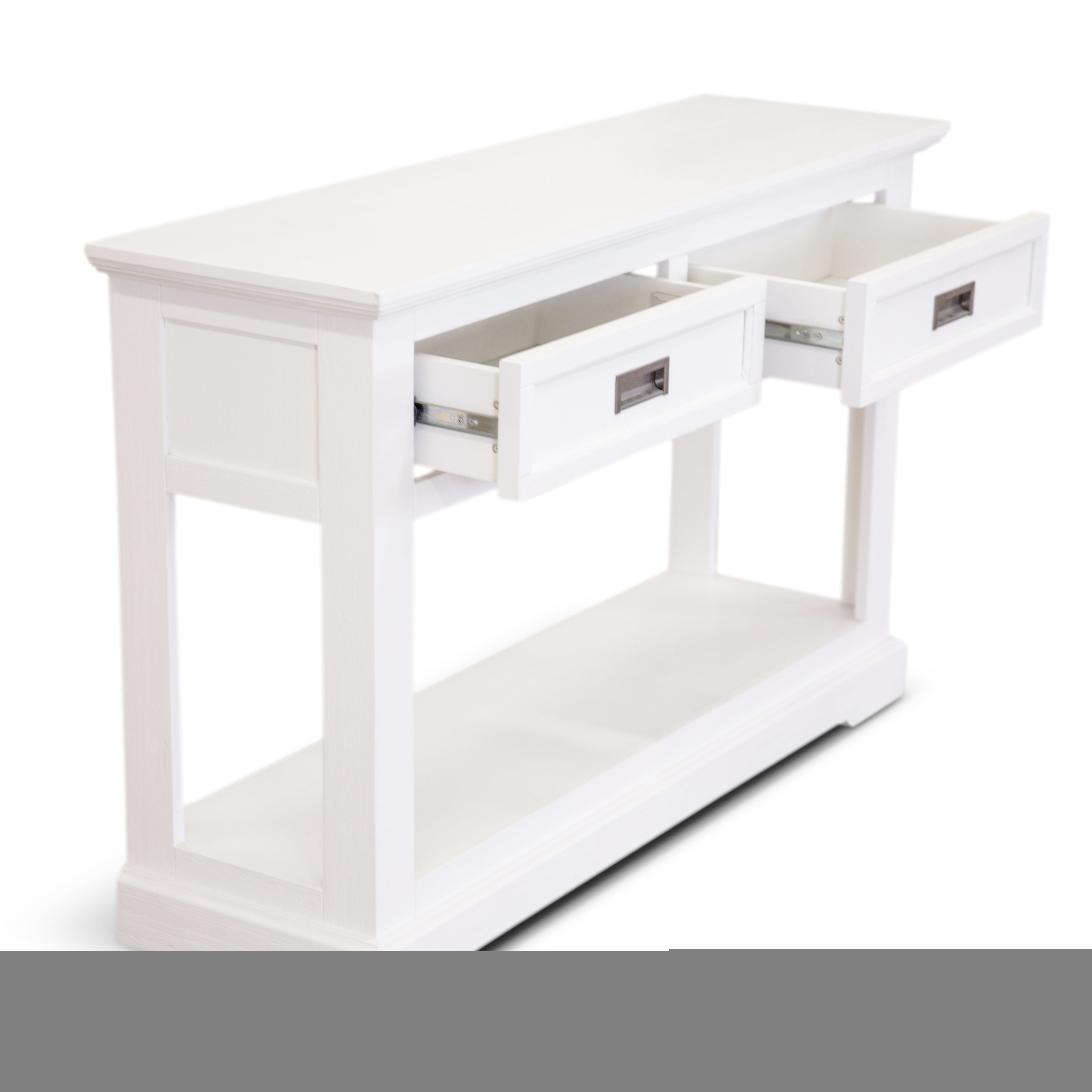 Solid Acacia Timber Wood Console Hallway Entry Table - Coastal White
