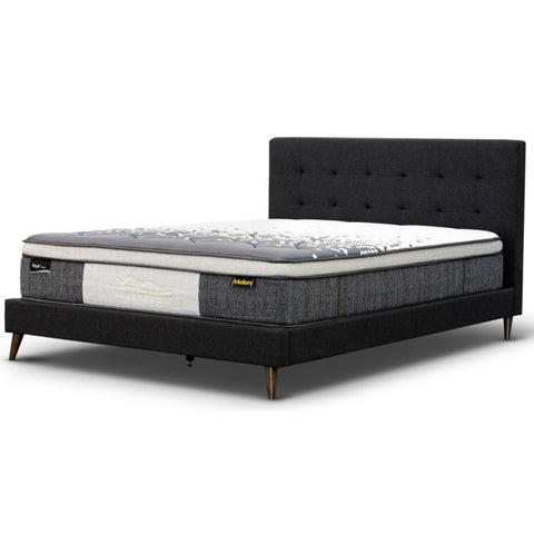 Charcoal Queen Bed: Stylish Fabric Upholstered Platform Frame for Optimal Comfort