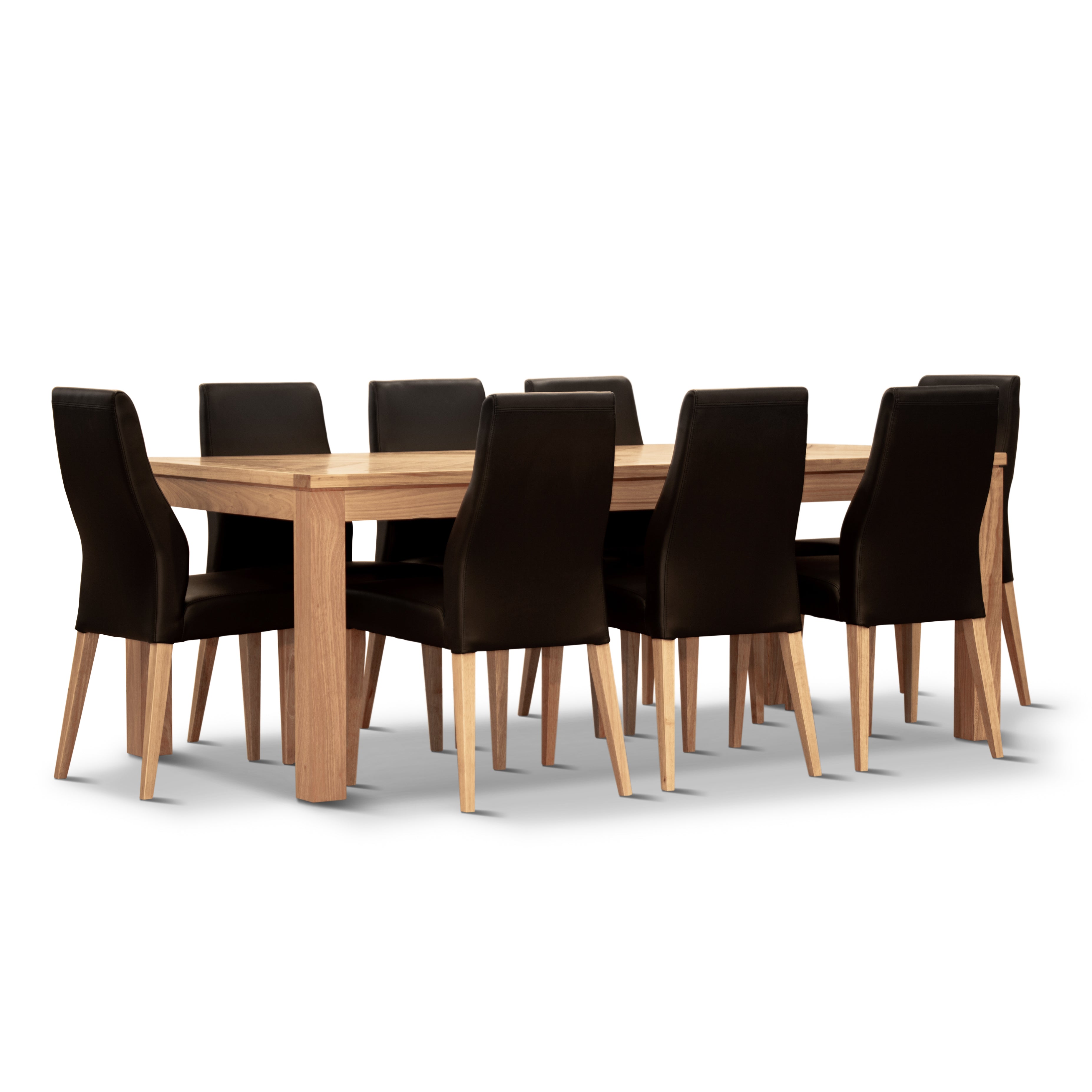 Elegant Dining Chair Set: PU Leather Seat, Solid Messmate Timber - Black