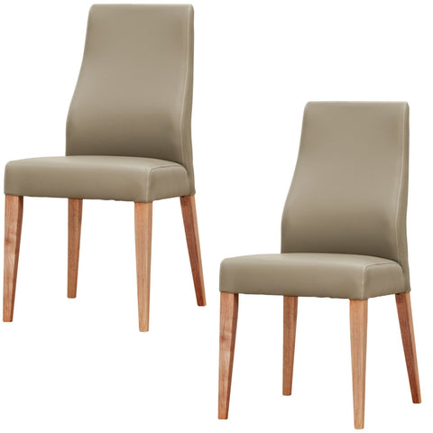 Dining Chair Set Of 2 Pu Leather Seat Solid Messmate Timber - Silver