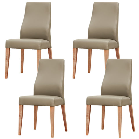 4 pcs Dining Chair Set: PU Leather Seat, Solid Messmate Timber - Silver