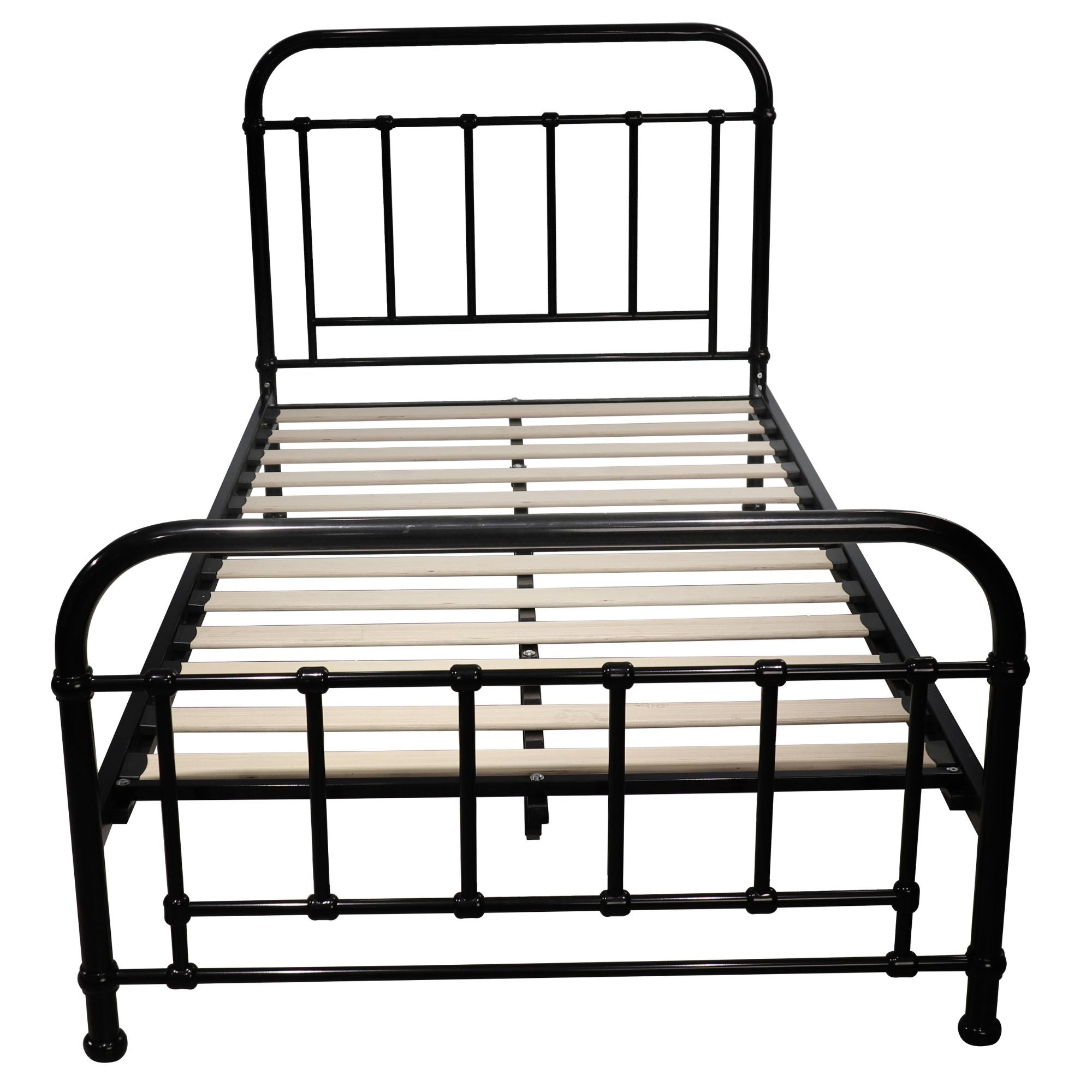 King Single Bed Size Metal Frame Platform Mattress Base - Black