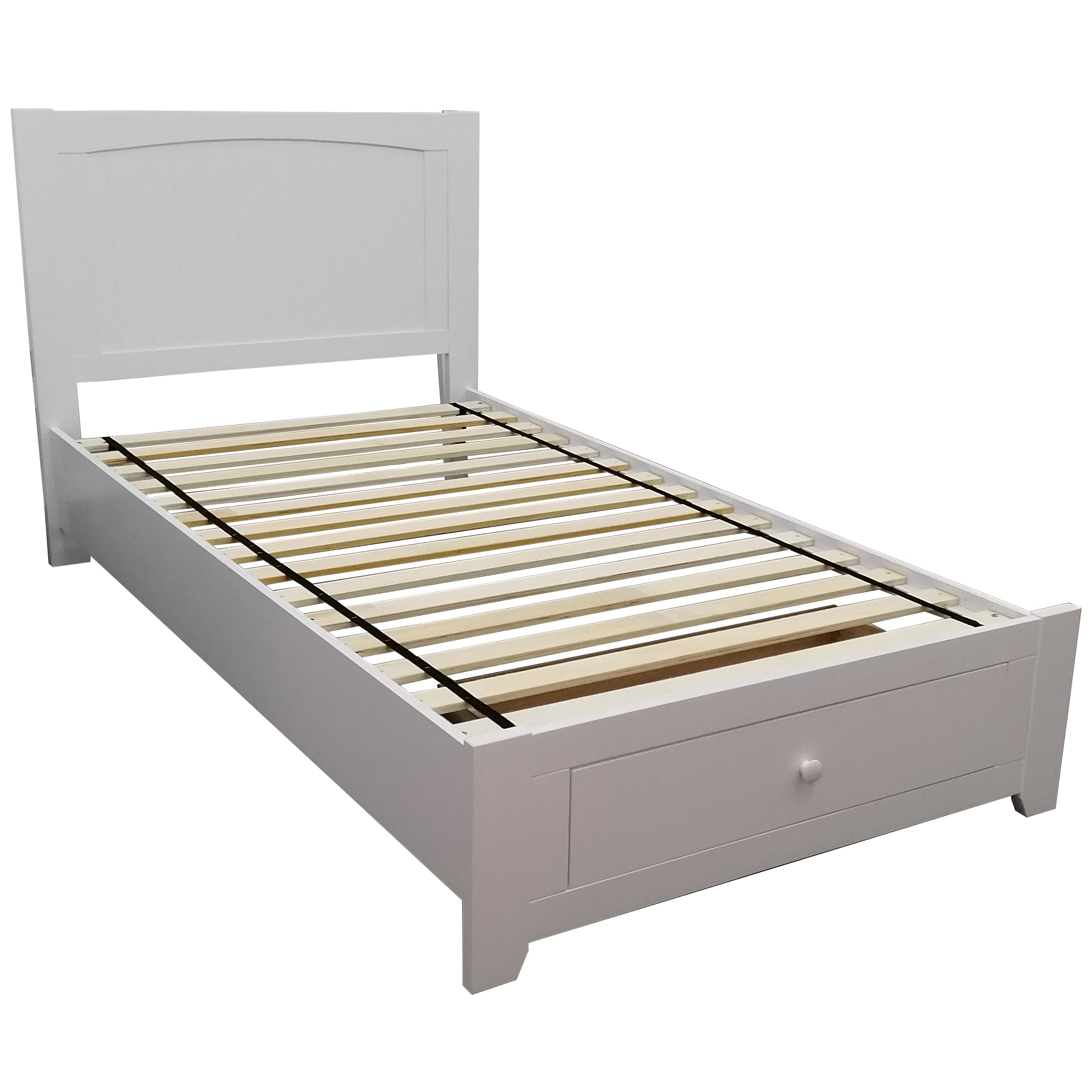 Elegant 4pc King Single Bed Suite with Bedside and Tallboy - White Bedroom Furniture Set