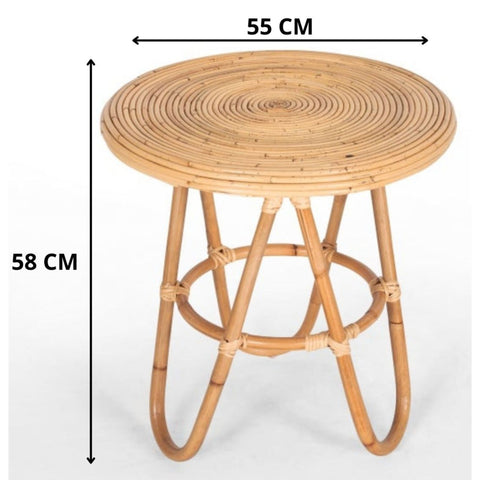 Crocus Rattan Round Side Sofa End Table 55cm - Natural