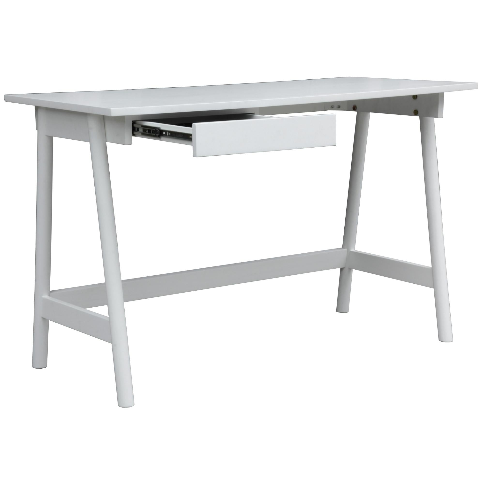 Office Desk Student Study Table Solid Wooden Timber Frame - White