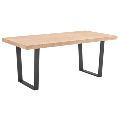 Dining Table 180Cm Elm Timber Wood Black Metal Leg - Natural