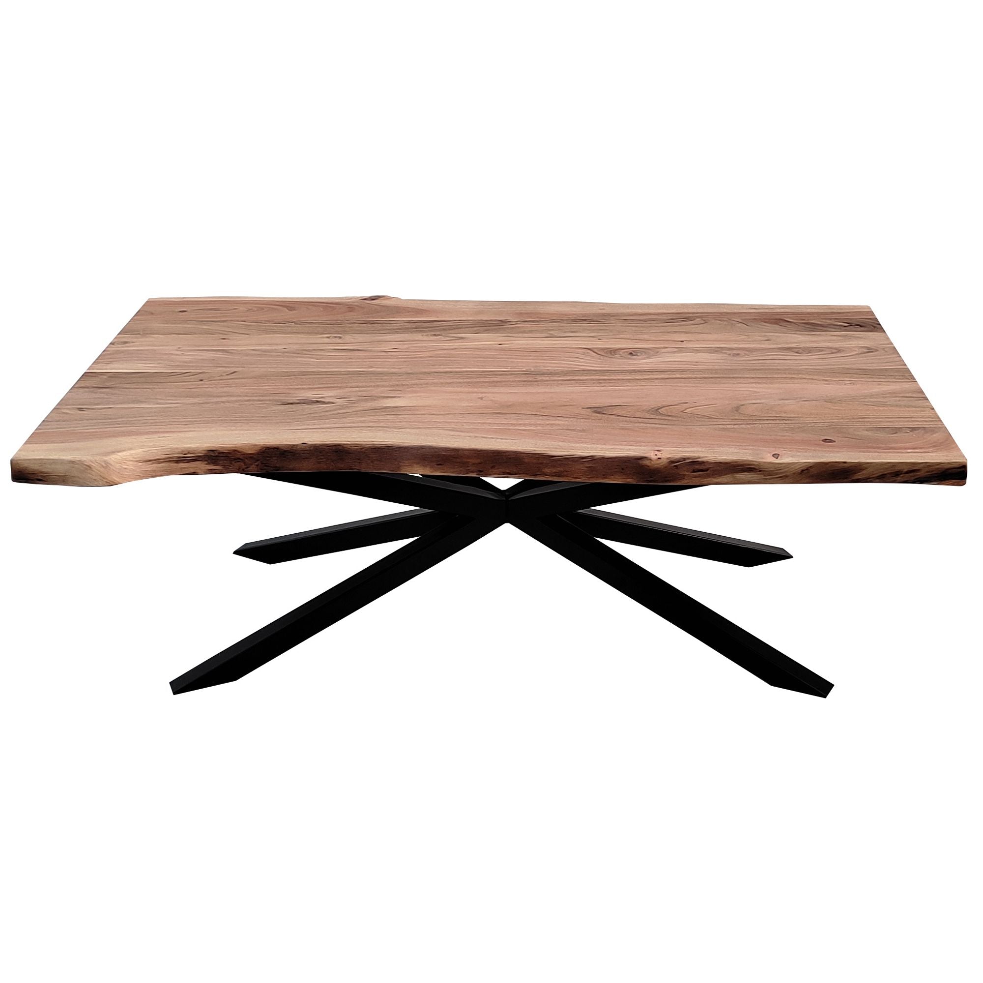 Coffee Table 130cm Live Edge Solid Acacia Timber Wood Metal Leg -Natural