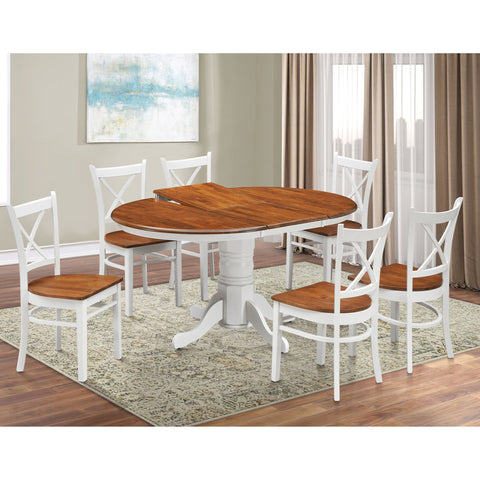 6 pcs Classic Crossback Dining Chair Set - Solid Rubber Wood - White Oak Finish
