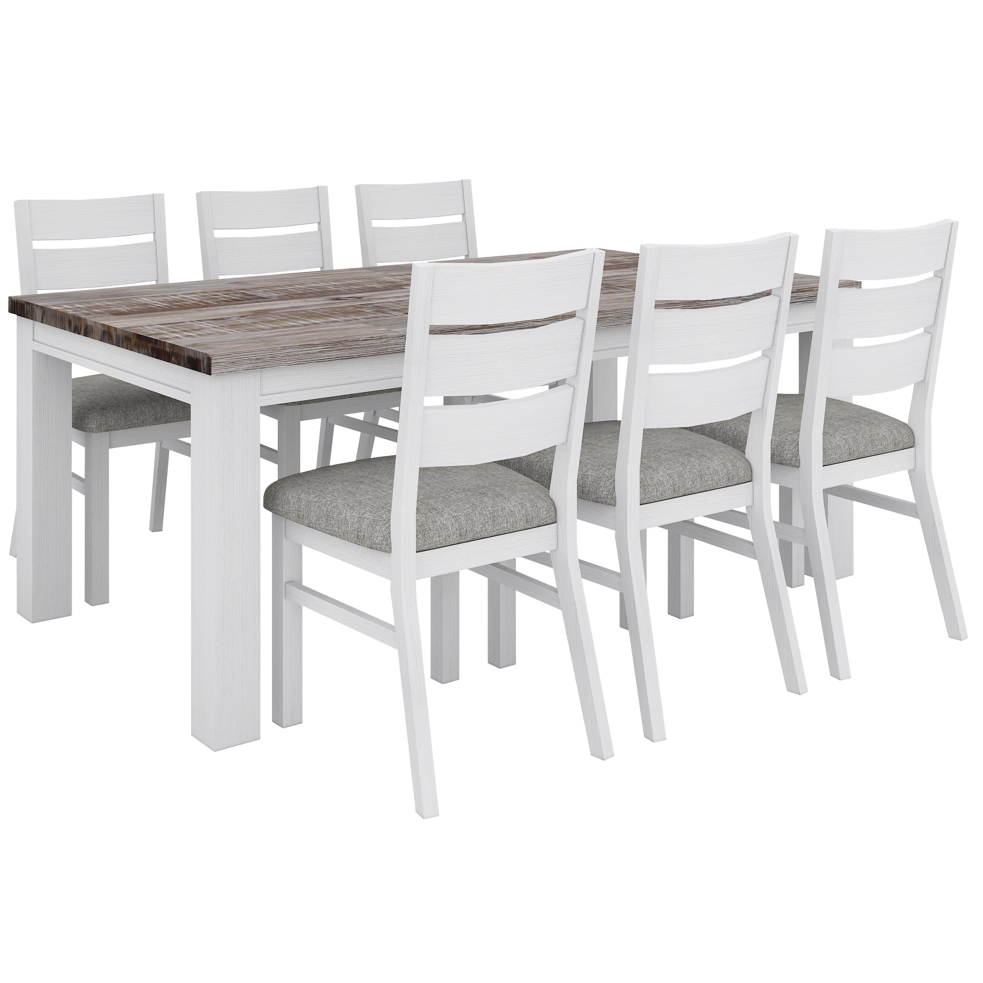 Dining Chair Set Of 4 Solid Acacia Wood Dining Furniture - White Brush