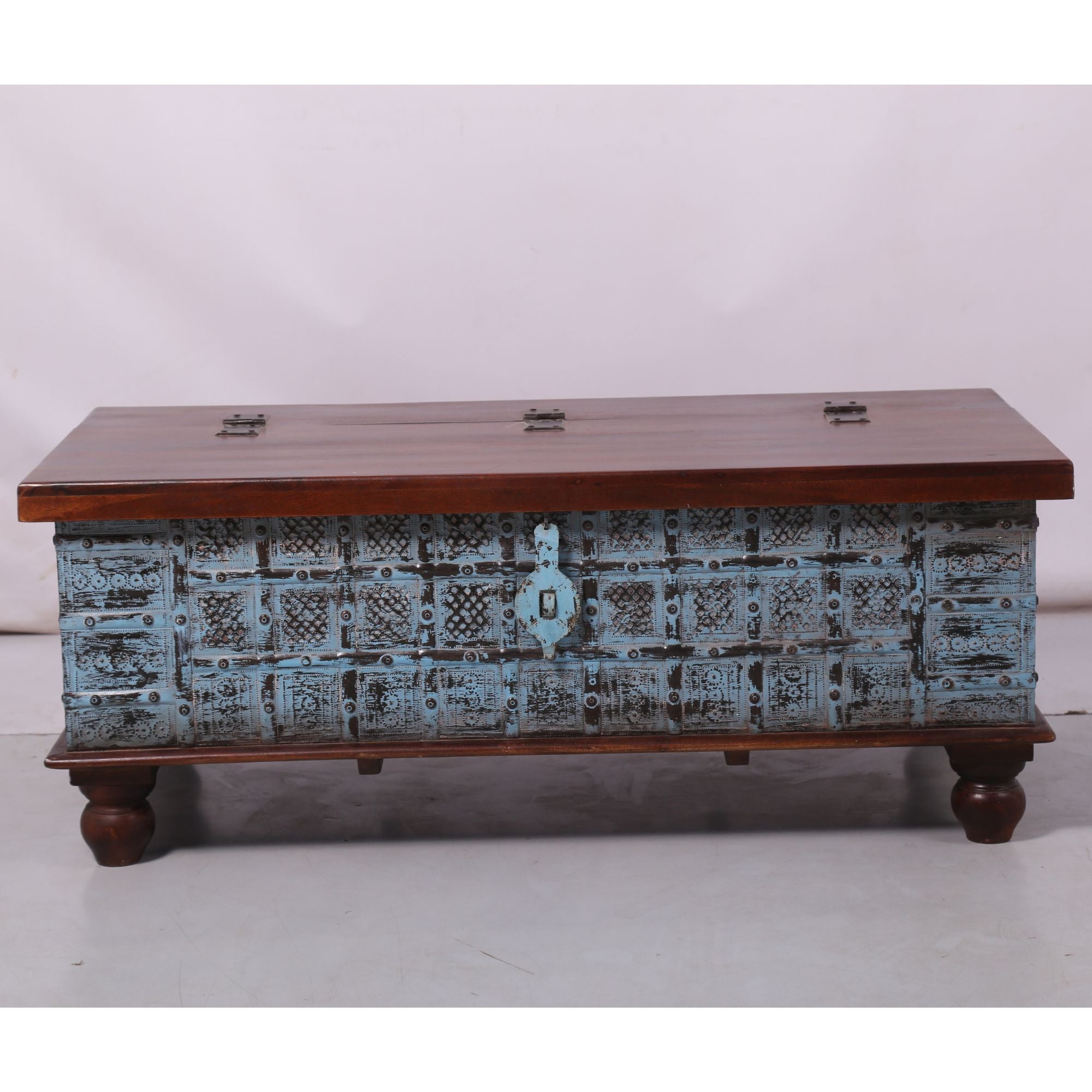 Coffee Table Antique Handcrafted Solid Mango Wood Storage Chest Box