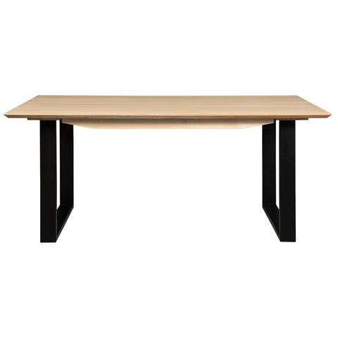 Dining Table 180Cm Solid Messmate Timber Wood Black Metal Leg - Natural