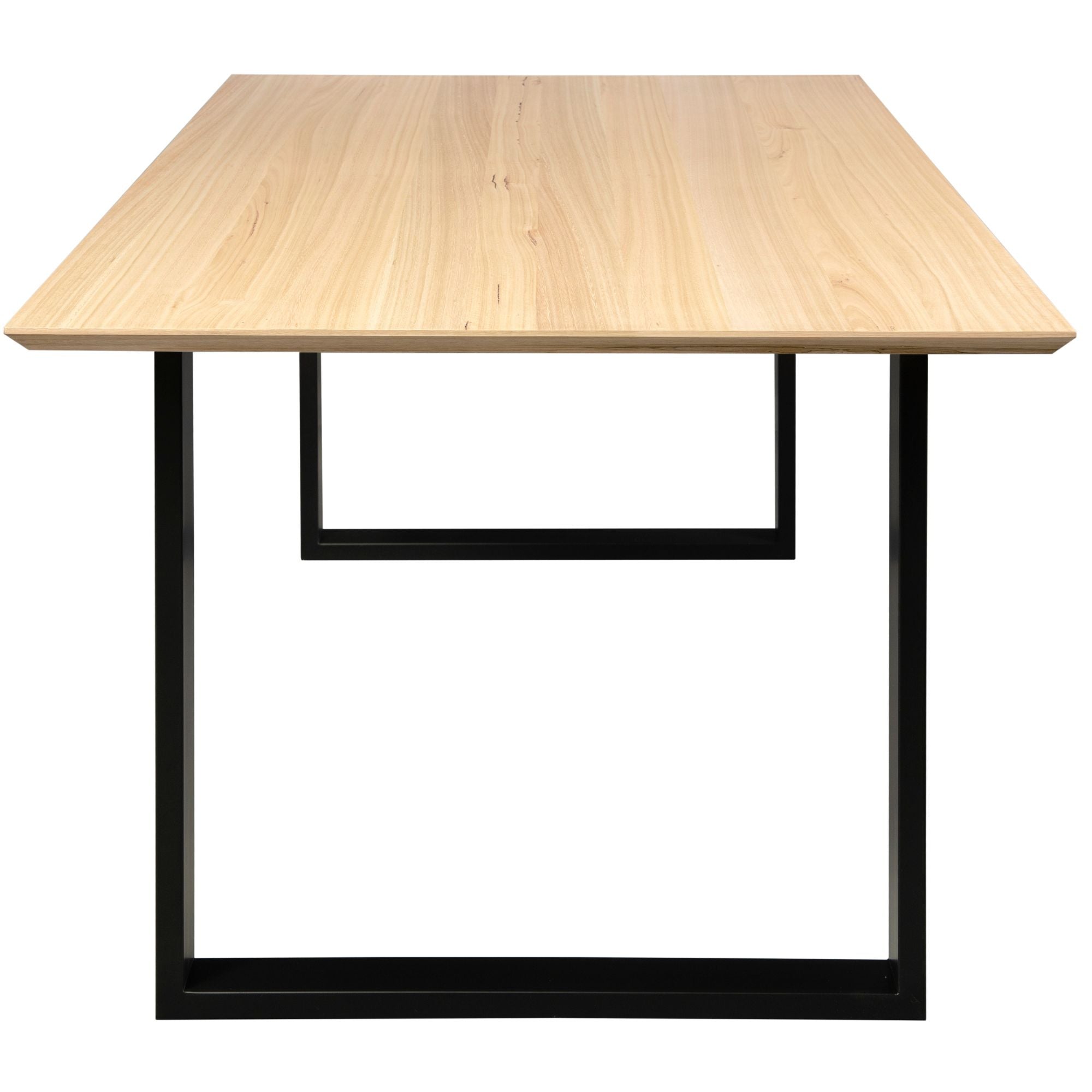 Dining Table 180Cm Solid Messmate Timber Wood Black Metal Leg - Natural