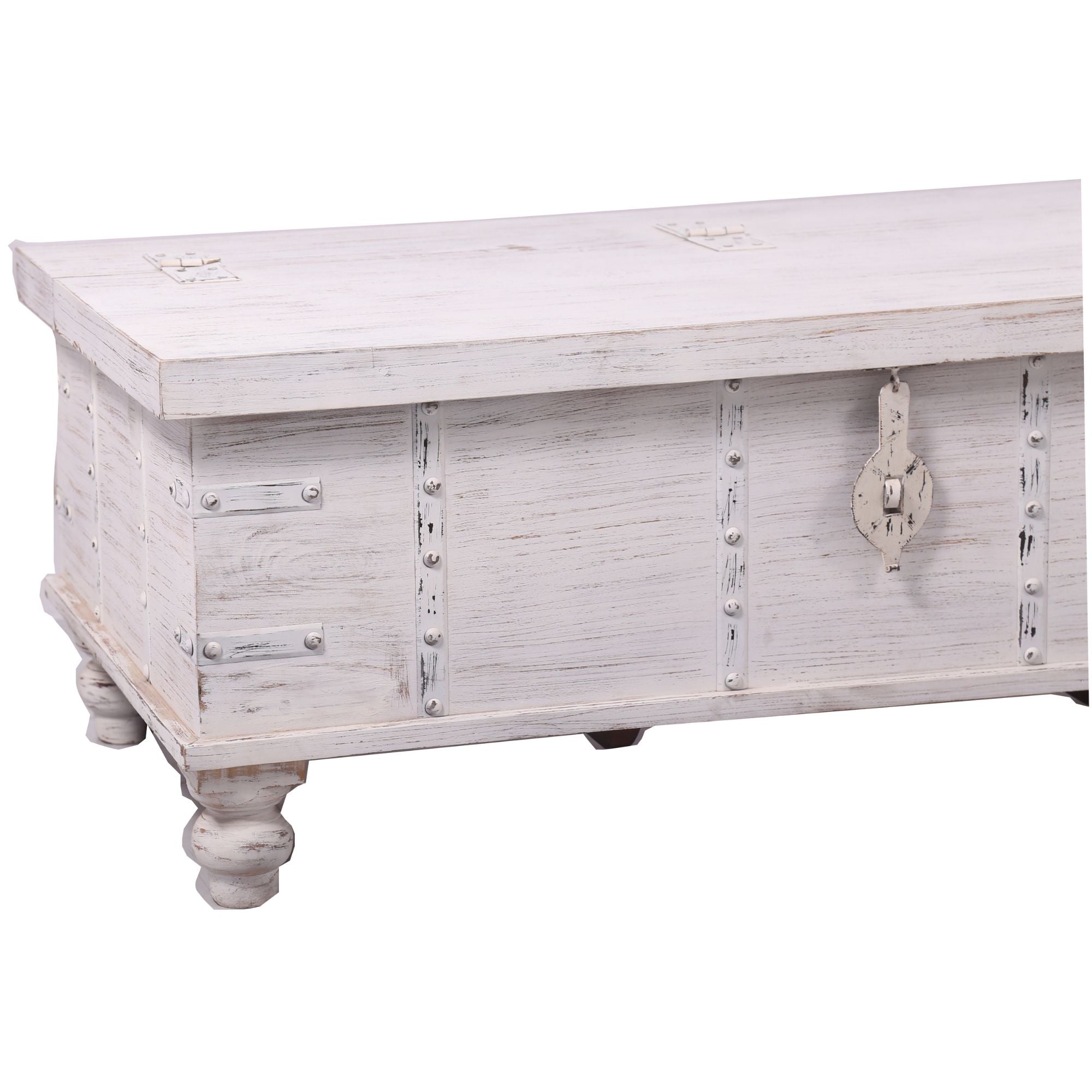 Coffee Table Antique Handcrafted Solid Mango Wood Storage Trunk Chest