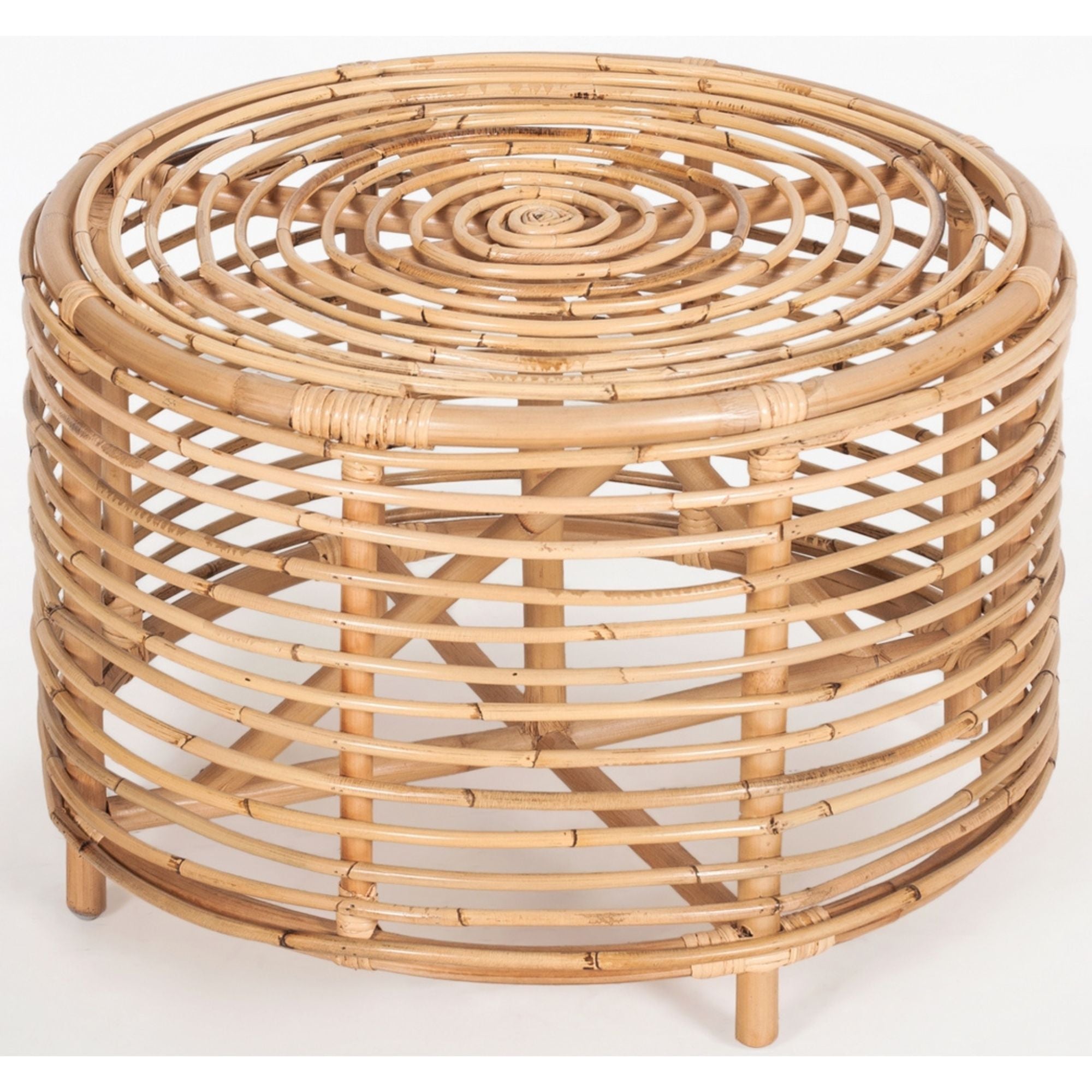 61Cm Rattan Round Side Table - Natural