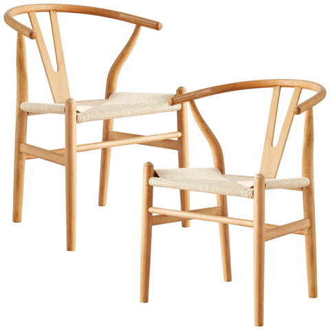 Set Of 2 Wishbone Dining Chair Beech Timber Replica Hans Wenger Natural
