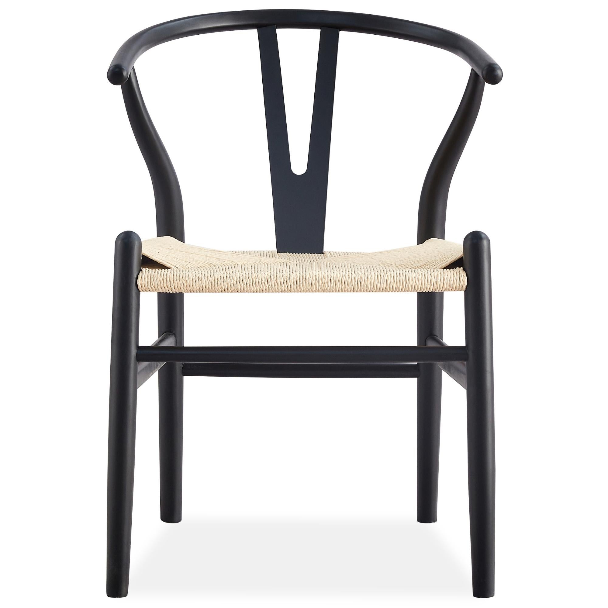 Set Of 4 Wishbone Dining Chair Beech Timber Replica Hans Wenger - Black