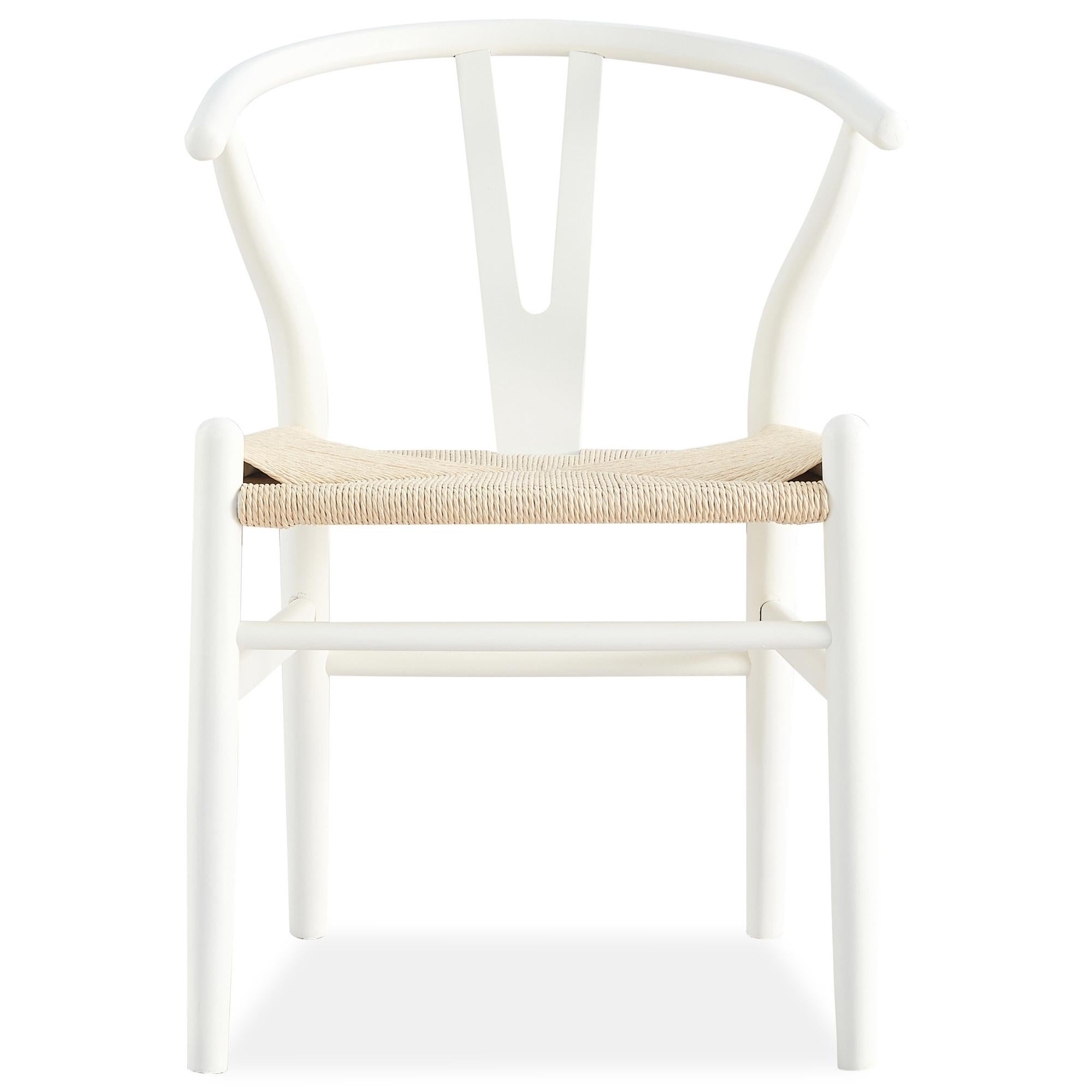Set Of 6 Wishbone Dining Chair Beech Timber Replica Hans Wenger - White