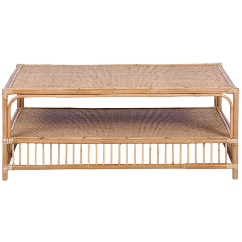 110Cm Rattan Cane Coffee Table - Natural