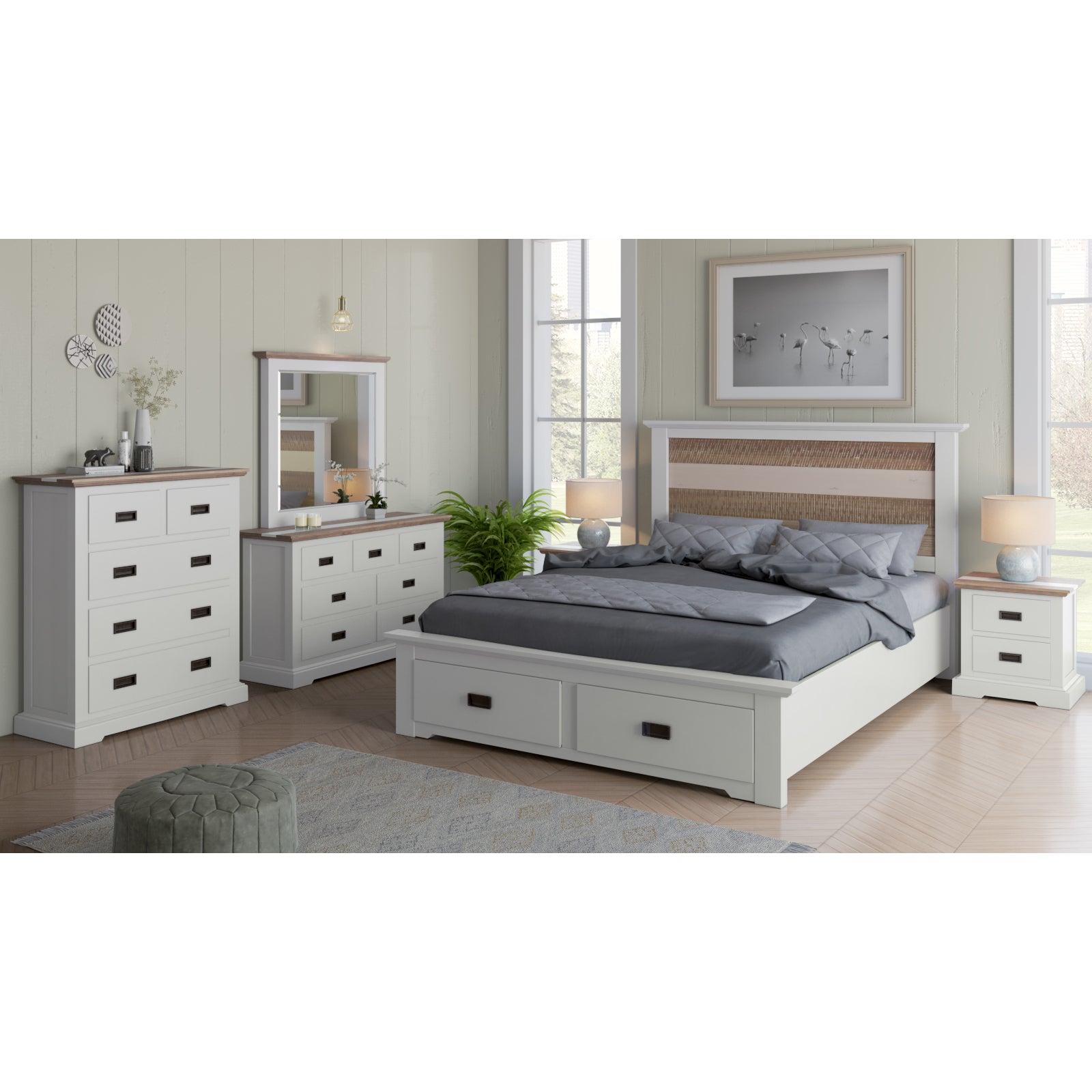 Multifunctional Queen Size Mattress Base with Colorful Storage Drawers