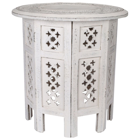 Scilla Rubber Wood Timber Round 45cm Side Table - White