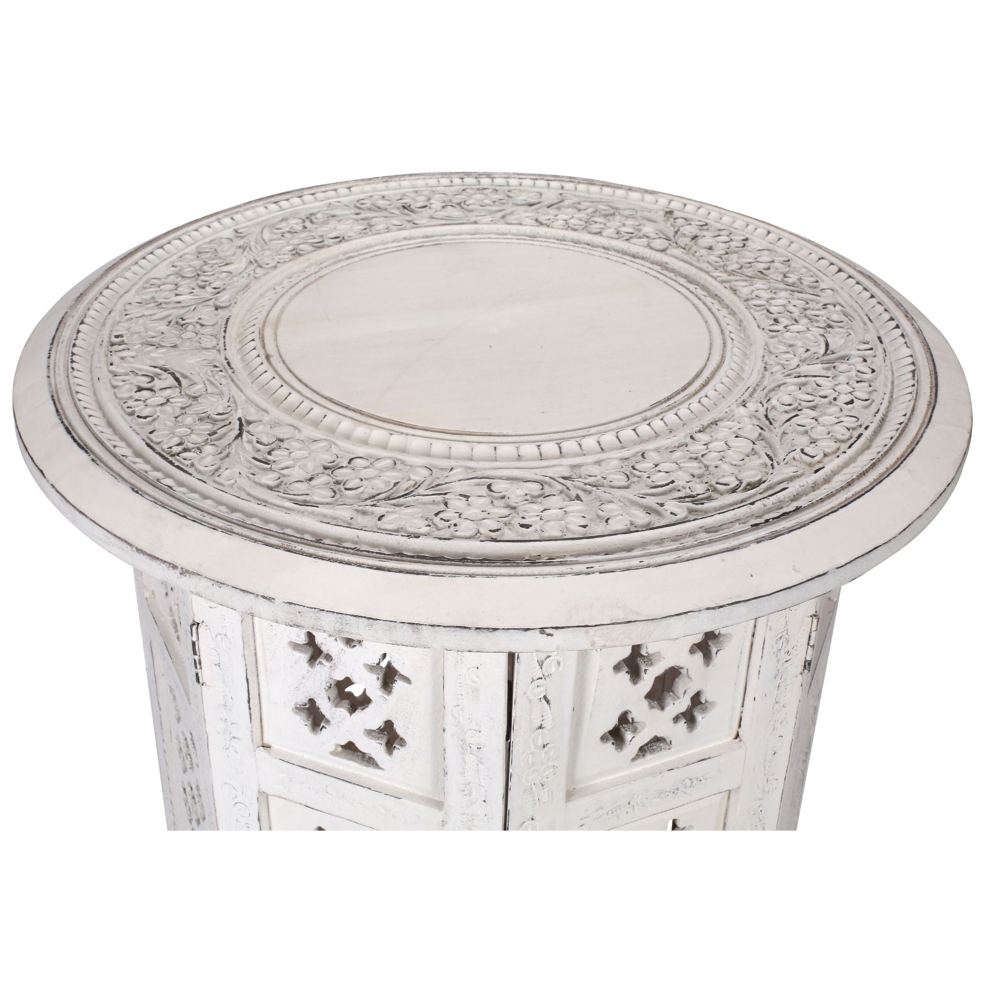 Rubber Wood Timber Round 45Cm Side Table - White
