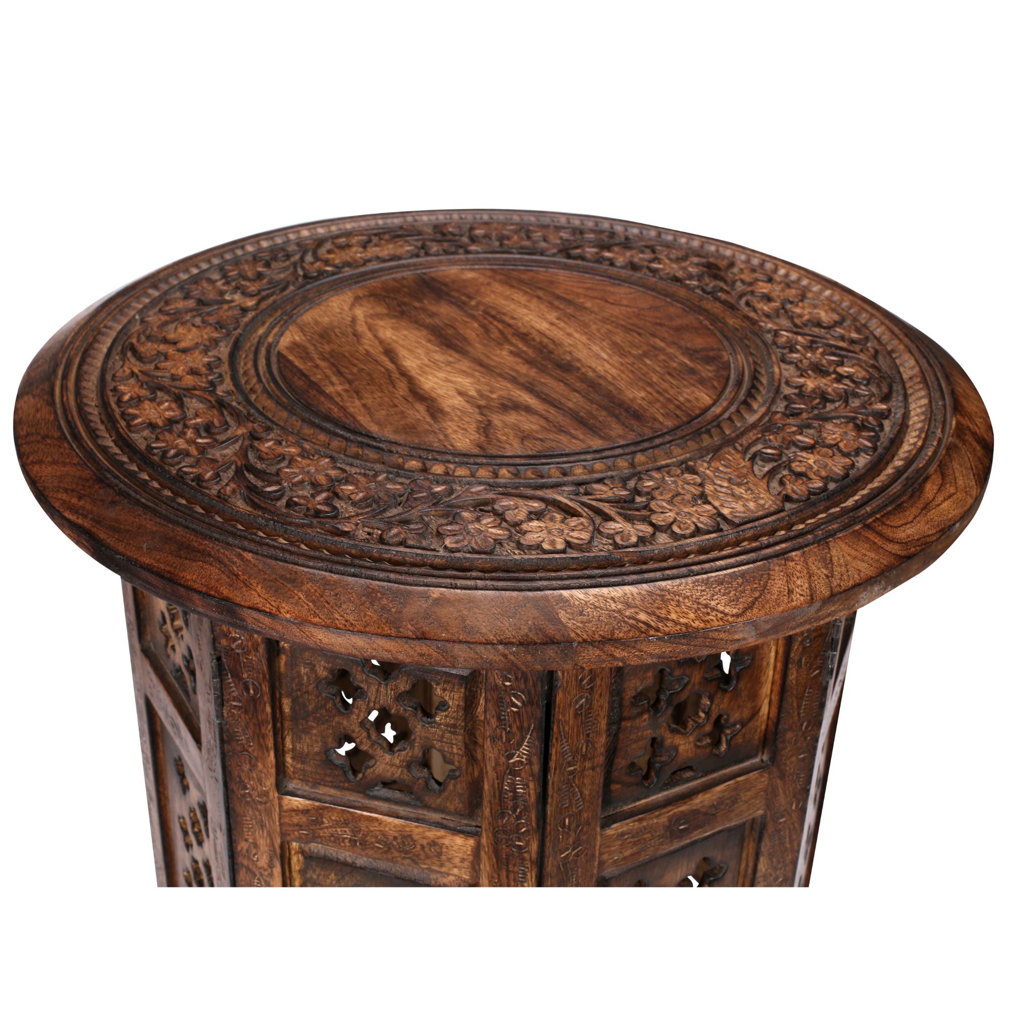 Rubber Wood Timber Round 45Cm Side Table - Burnt Natural