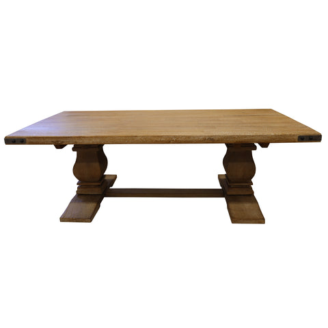 Elegant Coffee Table: 140cm Pedestal Solid Mango Timber Wood - Honey Wash