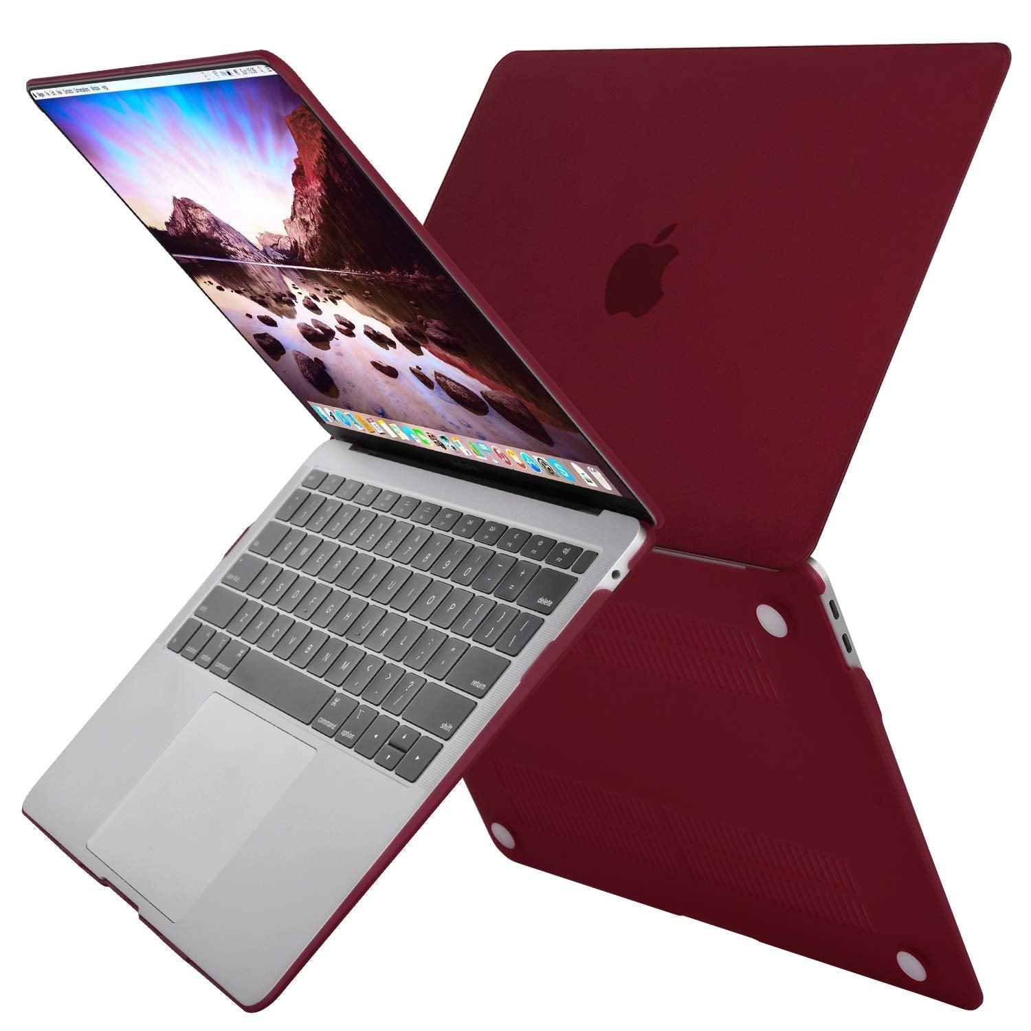 Macbook Air 13 Inch Case 2020-2018 With Keyboard Cover (Wine Red) | Cases & Skins