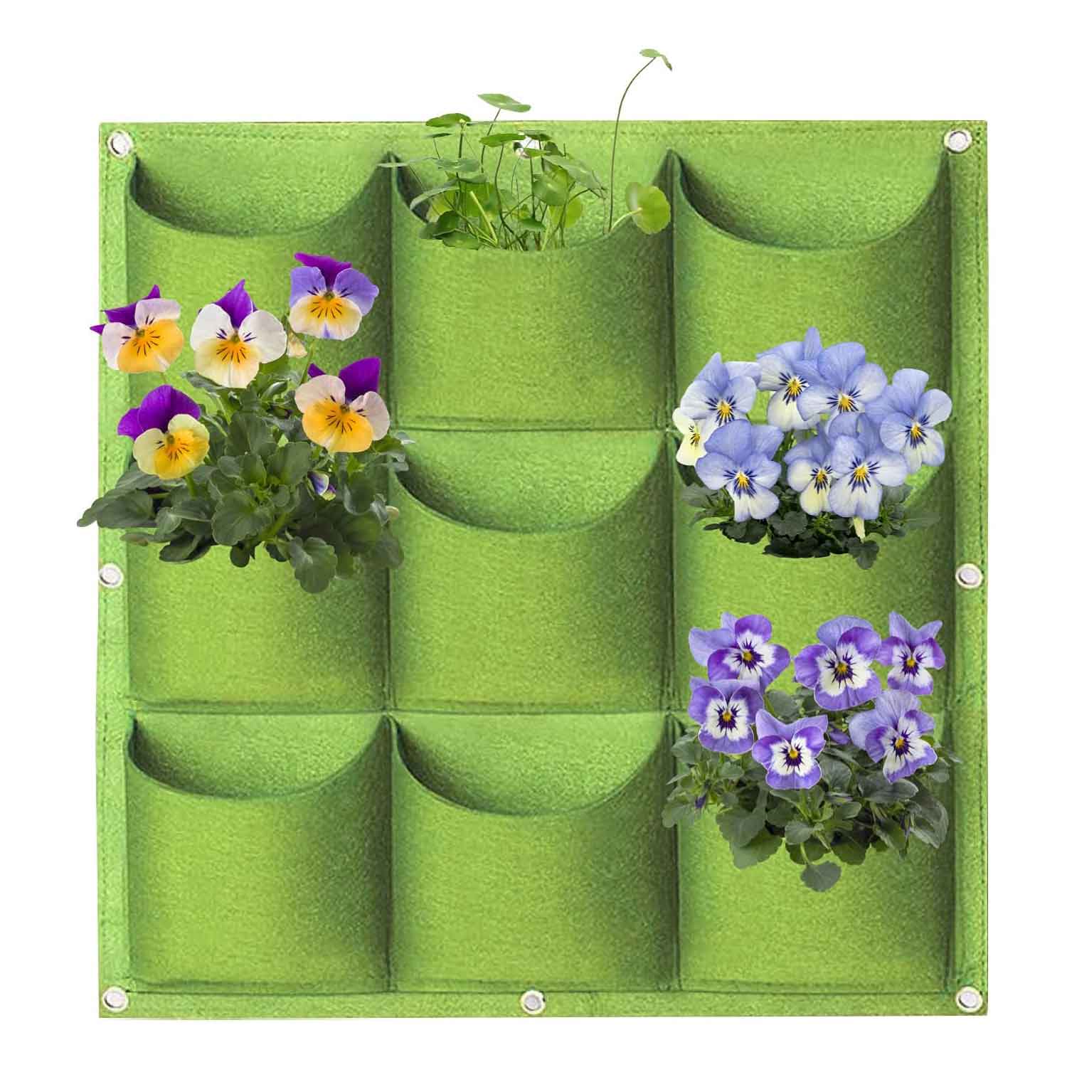 9 Pockets Vertical Wall Hanging Planter (Green)