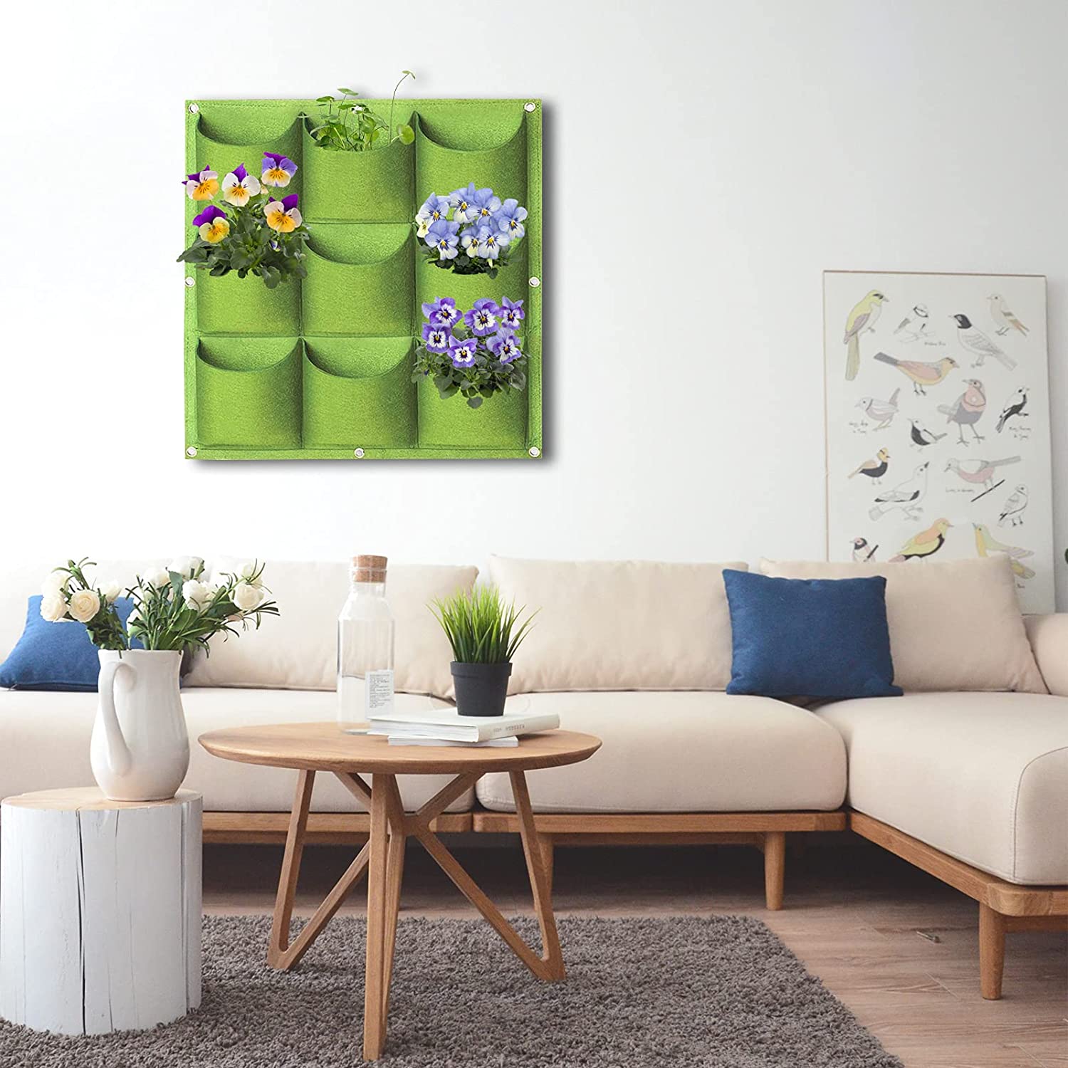9 Pockets Vertical Wall Hanging Planter (Green)