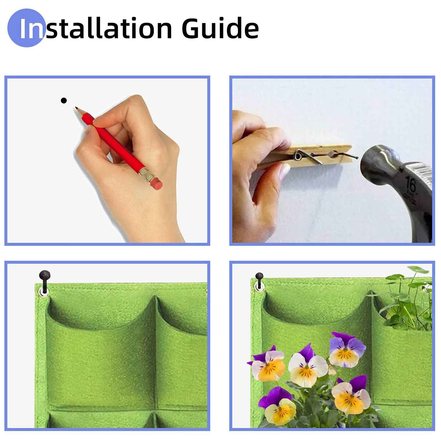 9 Pockets Vertical Wall Hanging Planter (Green)