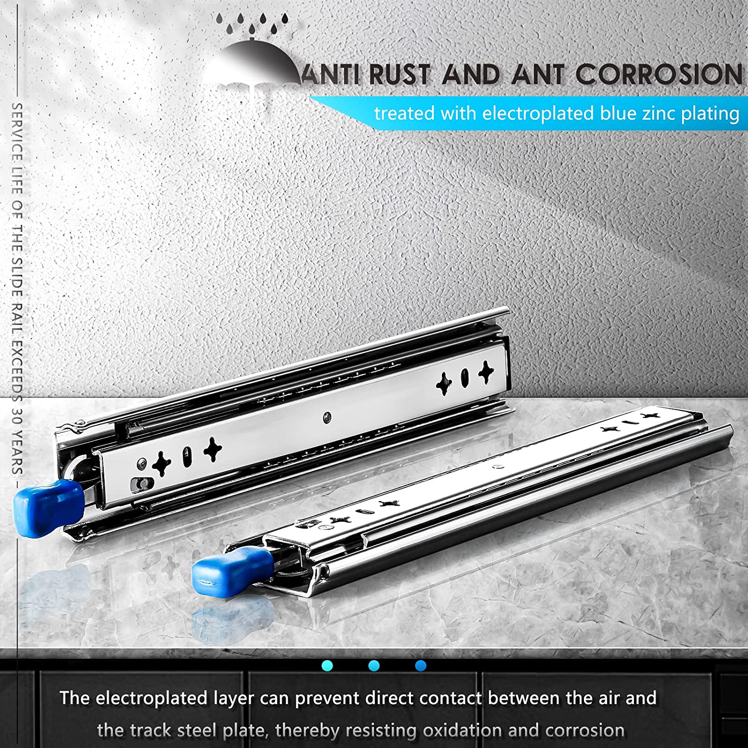 22In Pair 150Kg Heavy Duty Drawer Slides Rails Runners Locking Ball