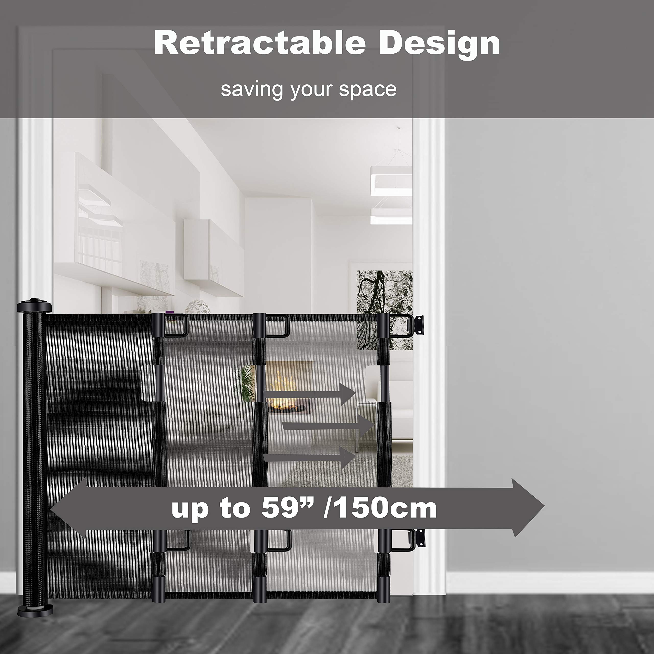 SafeGuard 1.5M Retractable Pet Gate for Indoor-Outdoor Security