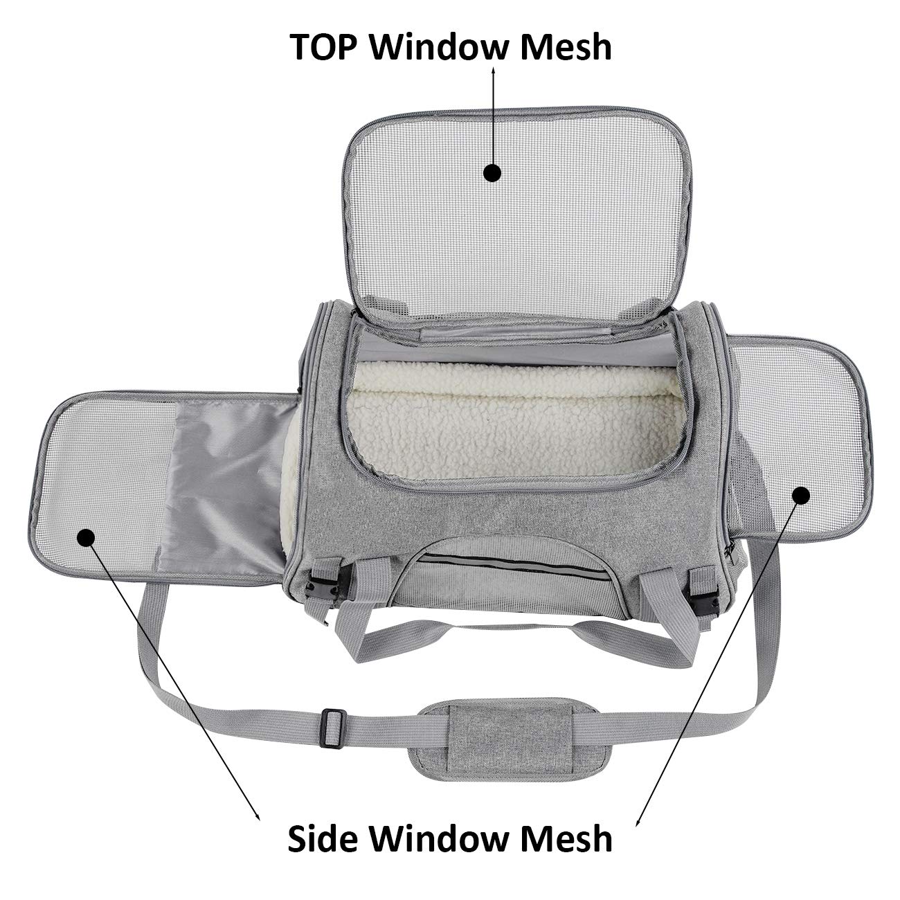 Pet Carrier Bag Travel Bag For Cats And Small Dogs Cozy Bed, Shoulder Strap