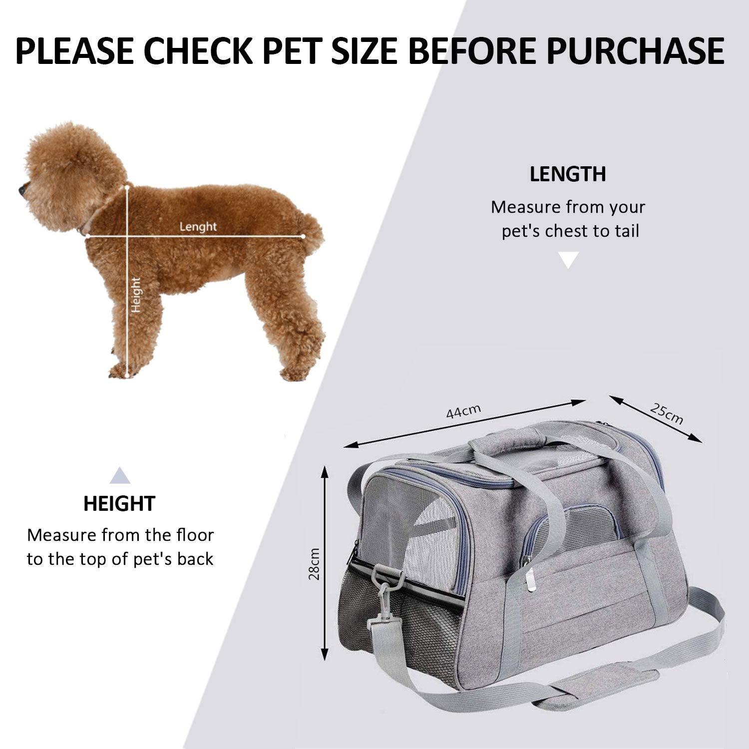 Pet Carrier Bag Travel Bag For Cats And Small Dogs Cozy Bed, Shoulder Strap