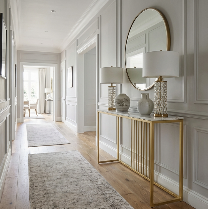 Stone Marble Console - Marble & Gold