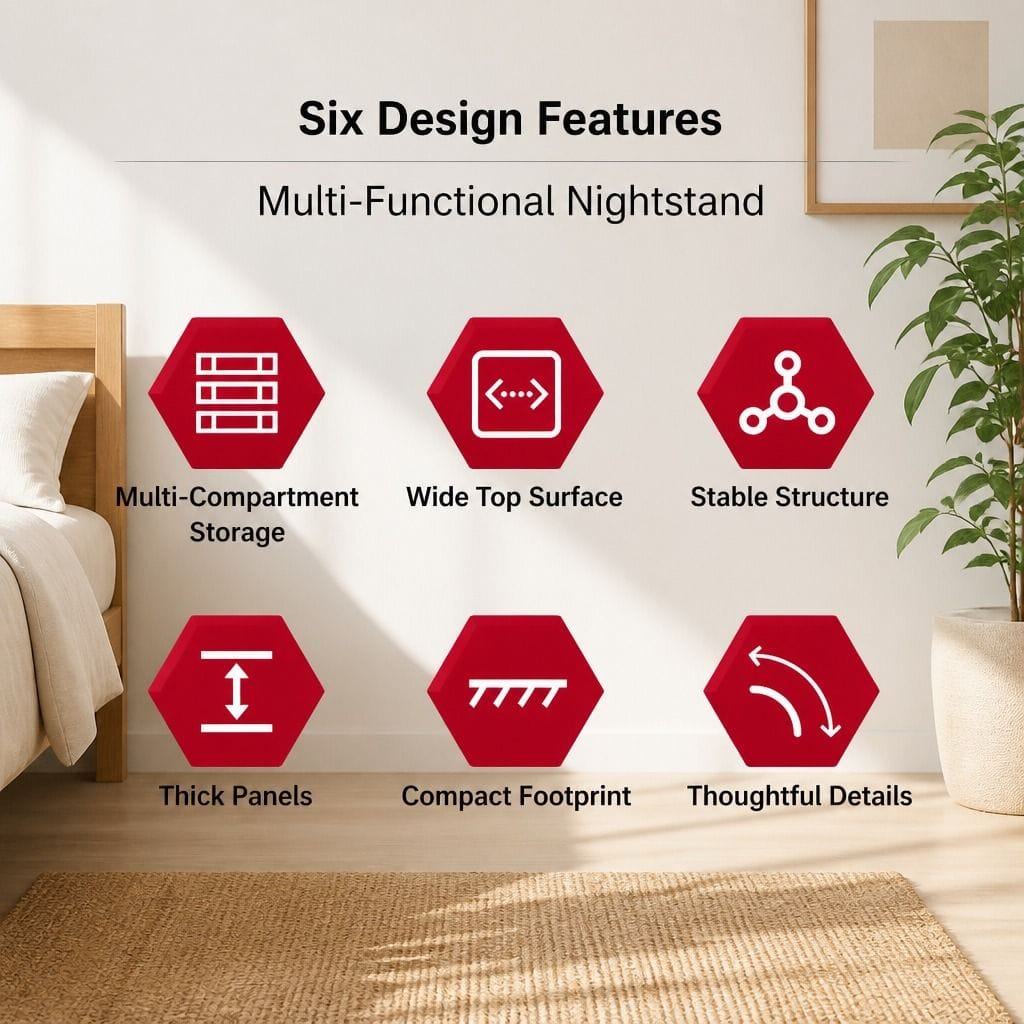 Bedside Table Warm White Drawers 47x39x61cm