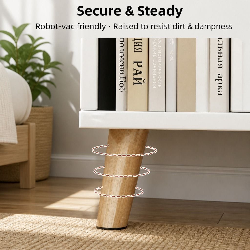 Bedside Table Warm White Drawers 47x39x61cm