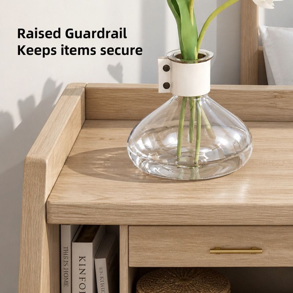Bedside Table Warm White Drawers 47x39x61cm