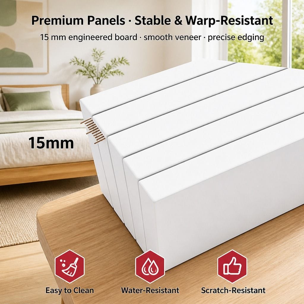 Bedside Table Warm White Drawers 47x39x61cm