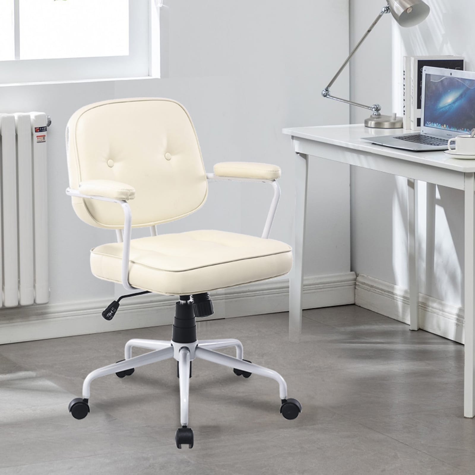 Faux Leather Office Chair White single