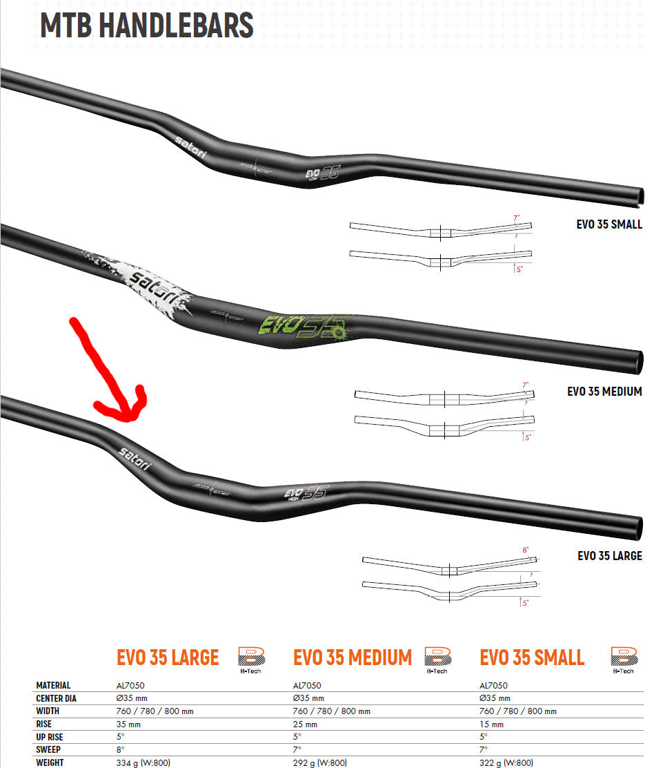 EVO 35 Small/Large Handlebar Compact Power at 355mm Rise | 355Mm