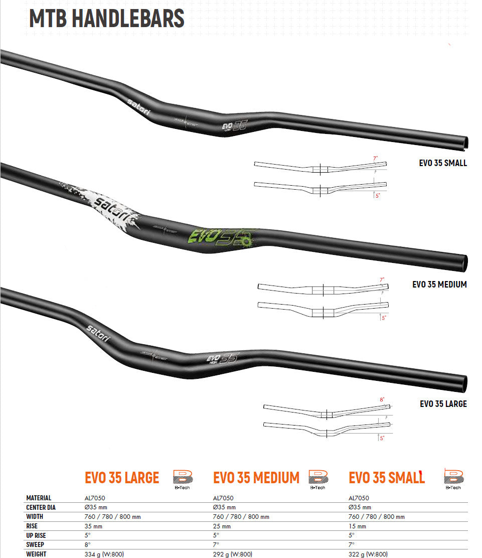 EVO 35 Small/Large Handlebar Compact Power at 355mm Rise, 355Mm