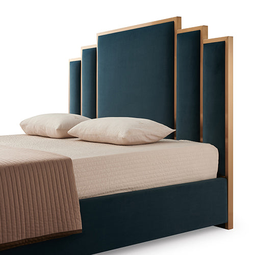 Turquoise Austin Bed Frame Padded Fabric High-Quality Slats