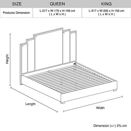 Turquoise Austin Bed Frame Padded Fabric High-Quality Slats Stainless Steel Feet