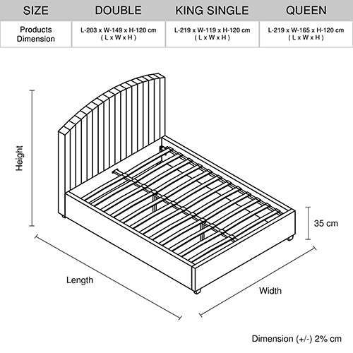 King Single Camelia Bed Frame Pink Velvet Upholstery High Headboard Metal Slats