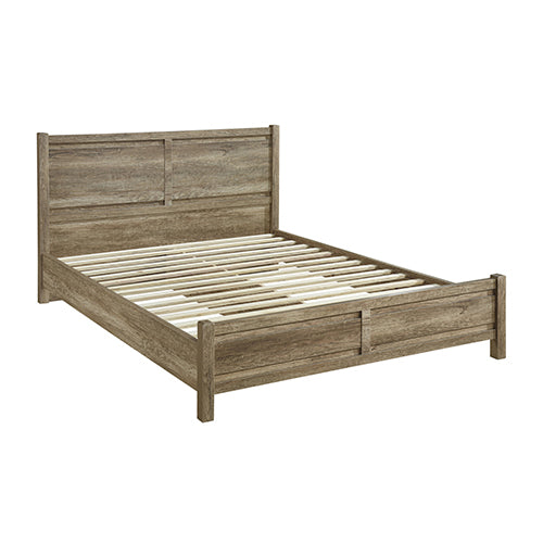 Queen Wooden-Look Bed Frame MDF Oak with Sturdy Slat Base - Bedframe Size