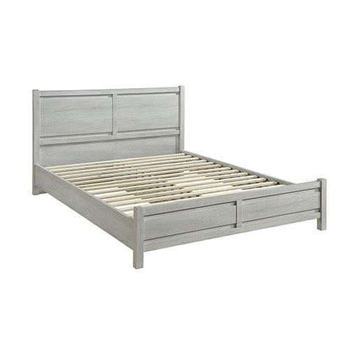 Queen Wooden-Look Bed Frame MDF White Ash with Sturdy Slat Base - Bedframe Size